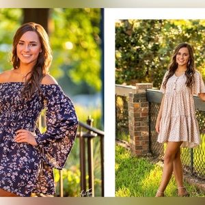 Lot of 2 dresses size XS Khaki and white and navy floral